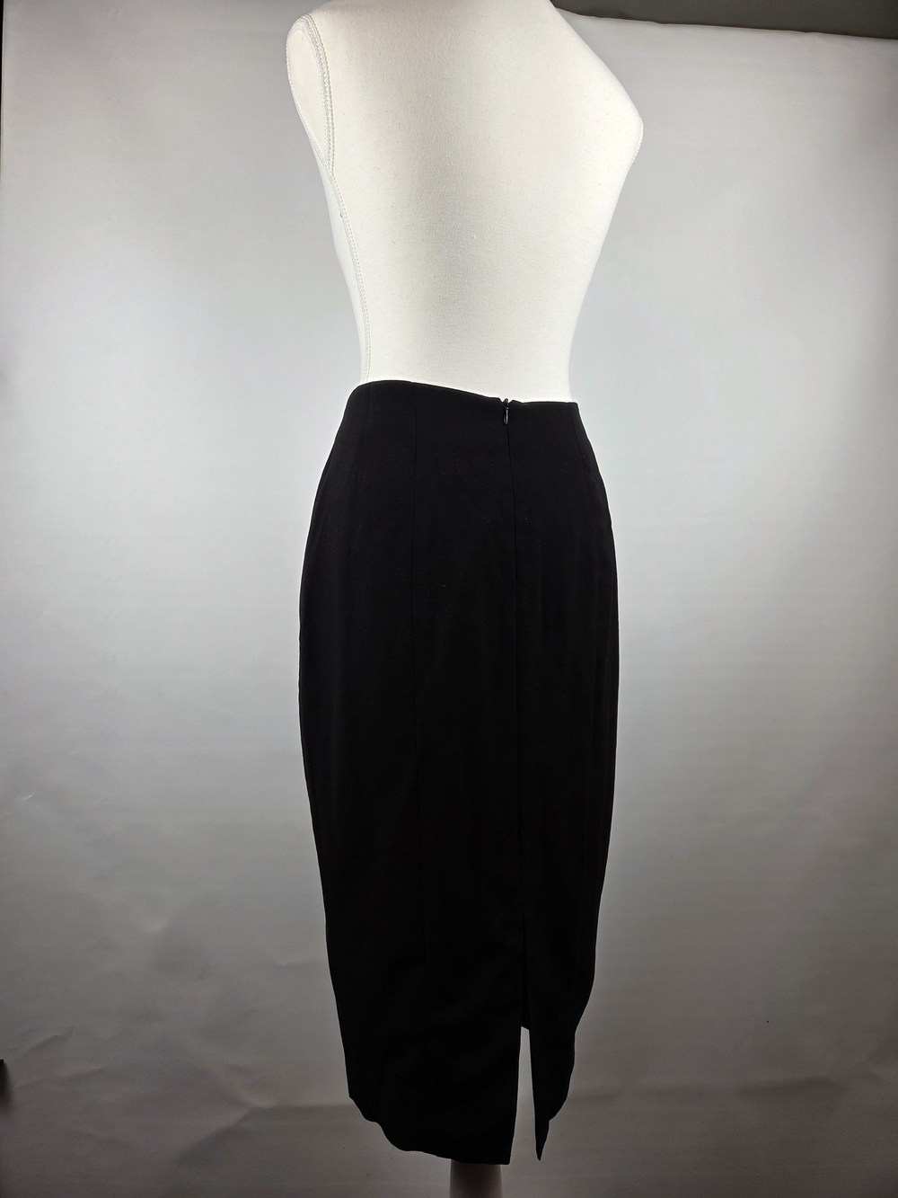 Vintage Holt Renfrew Studio Black Wool Pencil Skirt - Picture 5 of 12